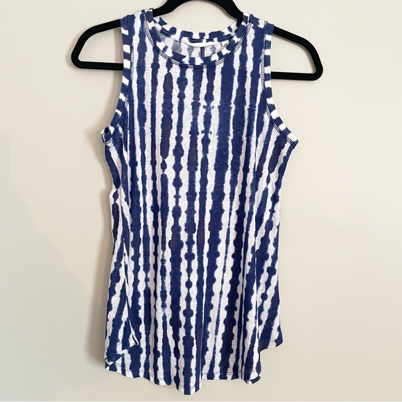 Athleta Blue & White Tie Dye Breezy Racerback Tunic Tank Top Size xs - Picture 2 of 7